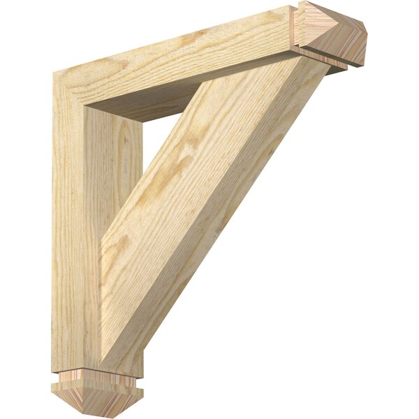 Ekena Millwork Traditional Arts and Crafts Rough Sawn Bracket w/ Offset Brace, Douglas Fir, 4"W x 16"D x 16"H BKT0402X16X16TRA03RDF - main